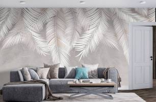 Wybierz Fototapeta Liście szare sufitowe Tapeta w salonie na ścianę
