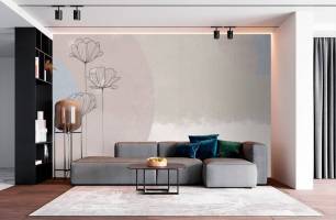 Wybierz Fototapeta Designerska grafika z kwiatami Tapeta w łazience na ścianę