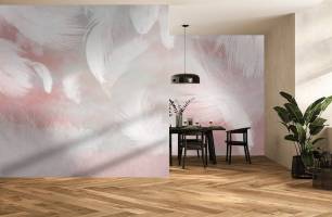 Wybierz Fototapeta białe pióra na różowym tle  na ścianę