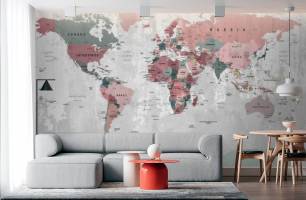 Wybierz Fototapeta Mapa światy szara Tapeta w salonie na ścianę