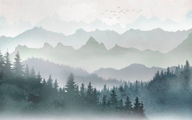 Fototapeta Góry las w stylu skandynawskim