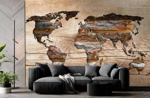 Wybierz Fototapeta Mapa tekstury, wykonana z drewna Mapa tapety świata na ścianę