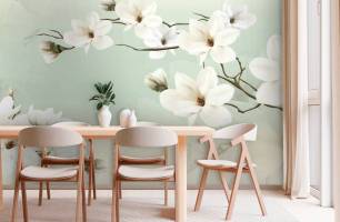 Wybierz Fototapeta Magnolie na zielonym tle Magnolia na ścianę