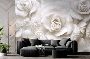 Wybierz Fototapeta 3D róża beżową płaskorzeźba Fototapety 3D na ścianę