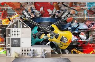 Wybierz Fototapeta Graffiti z gitarą  na ścianę