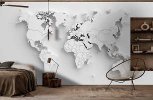 Wybierz Fototapeta 3d szara mapa Mapa tapety świata na ścianę