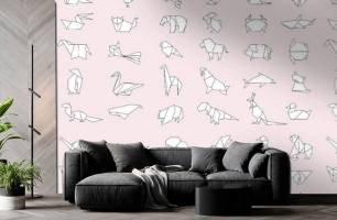 Wybierz Fototapeta Origami wzór różowy Miejsce inspiracji na ścianę