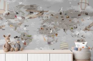 Wybierz Fototapeta szara mapa Tapety do pokoju dziecięcego na ścianę