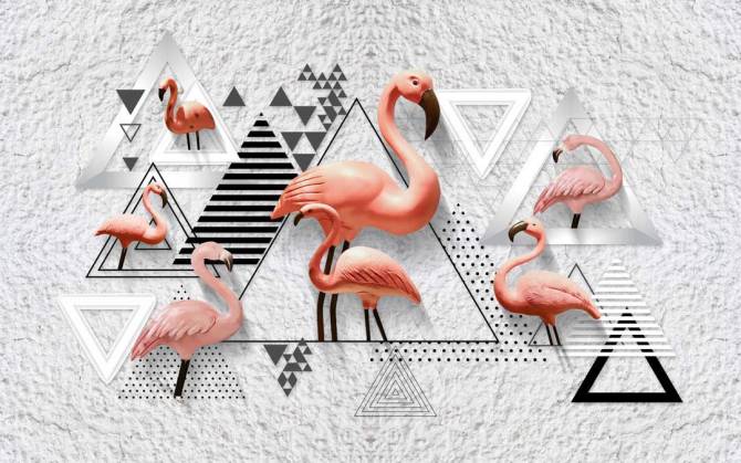 Fototapeta Flamingi i geometria