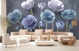 Wybierz Fototapeta Niebieskie piękne kwiaty Abstrakcyjne kwiaty na ścianę
