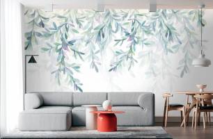 Wybierz Fototapeta Gałęzia z sufitu zielone Tapeta w sypialni na ścianę