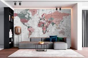 Wybierz Fototapeta Mapa światy szara Tapeta w salonie na ścianę