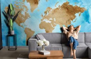 Wybierz Fototapeta akwarela mapa Mapa tapety świata na ścianę