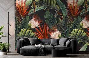 Wybierz Fototapeta Tropikalne kwiaty Wnętrze glamour na ścianę