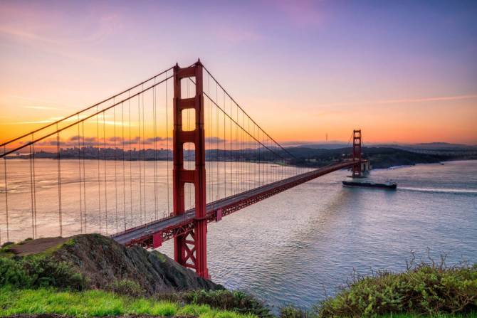 Fototapeta most Golden Gate o zachodzie słońca