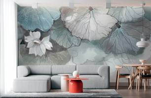 Wybierz Fototapeta akwarela lotosy Tapeta w sypialni na ścianę