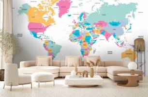 Wybierz Fototapeta Jasna mapa świata Mapa tapety świata na ścianę