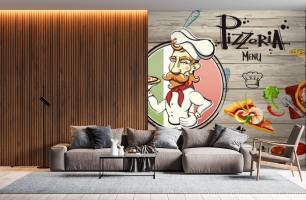 Wybierz Fototapeta dla miłośników pizzy Tapeta na kawiarnię na ścianę