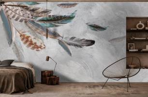 Wybierz Fototapeta latające pióra Pióra tapety na ścianę