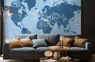 Wybierz Fototapeta niebieska mapa świata Mapa tapety świata na ścianę