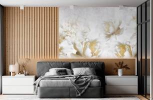 Wybierz Fototapeta Złote kwiaty Tapeta do kuchni na ścianę