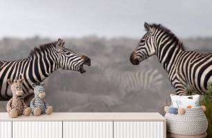 Wybierz Fototapeta zebry rozmawiają Malowidła ścienne Zebra na ścianę