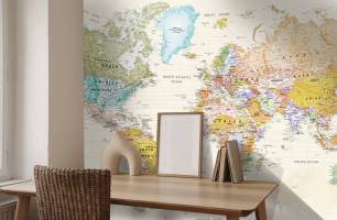 Wybierz Fototapeta żółta mapa świata Mapa tapety świata na ścianę