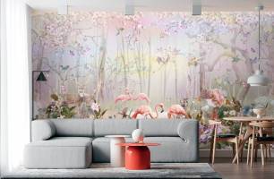 Wybierz Fototapeta Rózowy las z flamingami  na ścianę
