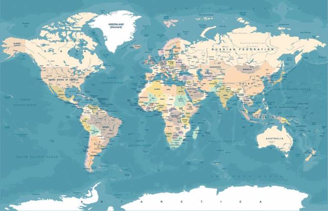 Fototapeta Mapa świata tyrkysowa