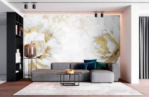 Wybierz Fototapeta Złoty kwiaty Tapeta w salonie na ścianę