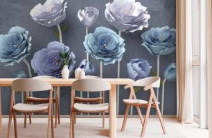 Wybierz Fototapeta Niebieskie piękne kwiaty Abstrakcyjne kwiaty na ścianę