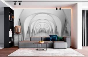 Wybierz Fototapeta 3D tunel szary Mural ścienny na korytarzu na ścianę