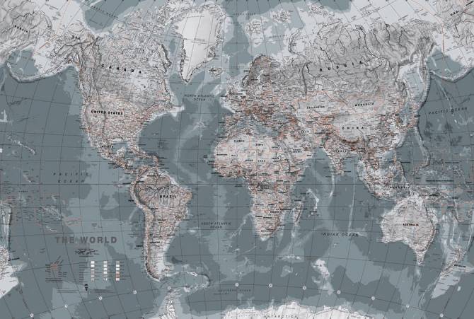 Fototapeta szara mapa świata