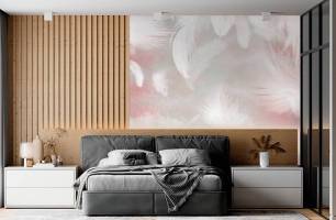 Wybierz Fototapeta Pióra na różowym tle Tapeta w sypialni na ścianę