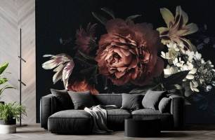 Wybierz Fototapeta Vintage ciemny bukiet Bukiet kwiatów na ścianę