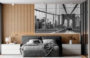 Wybierz Fototapeta cz.-b. Brooklyn Bridge Tapeta miasto na ścianę