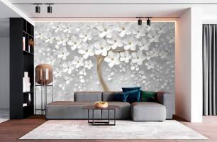 Wybierz Fototapeta 3D białe drzewo Tapeta w sypialni na ścianę