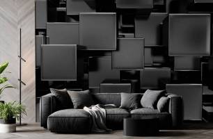 Wybierz Tapeta czarne lakiery 3D geometryczna na ścianę