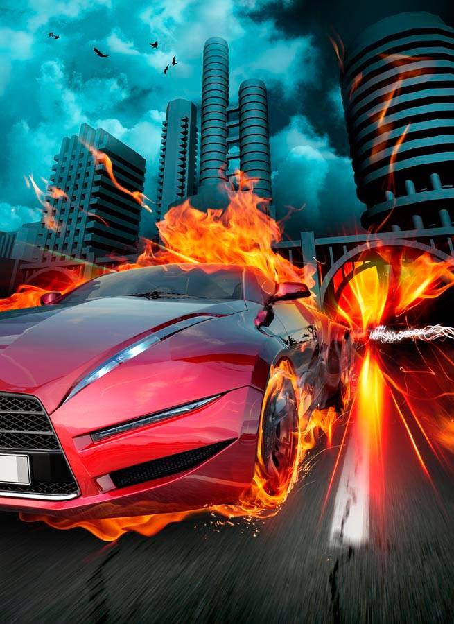 Tapeta Fire Car