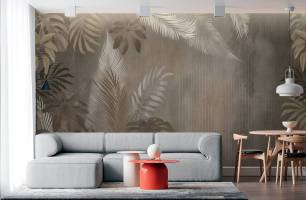 Wybierz Fototapeta Brązowe liścia tropikalne Tapeta w salonie na ścianę