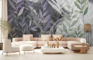 Wybierz Fototapeta Gałęzie liścia fioletowe Wnętrze glamour na ścianę
