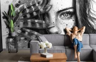 Wybierz Fototapeta Kobieta z piórem Fototapeta według stylu na ścianę