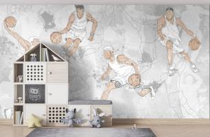 Wybierz Fototapeta Koszykarze szare dla nastolatków Tapety do pokoju dziecięcego na ścianę