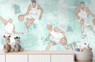 Wybierz Fototapeta Koszykarze turkusowe dla nastolatków Tapety do pokoju dziecięcego na ścianę