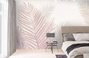 Wybierz Fototapeta Liścia tropikalne rożowe Tapeta w sypialni na ścianę
