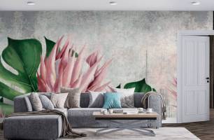 Wybierz Fototapeta Kwiaty karczochy na betonym tłe Tapeta w salonie na ścianę