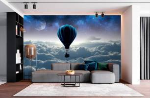 Wybierz Fototapeta Balon na rozgwieżdżonym niebie Tapeta w sypialni na ścianę