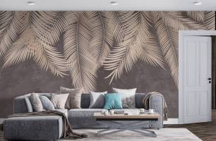Wybierz Fototapeta Liścia brązowe z sufitu Tapeta w sypialni na ścianę