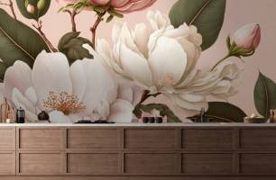 Wybierz Fototapeta Kwiaty w klasycznym stylu różowa ściana Fototapety kwiaty na ścianę