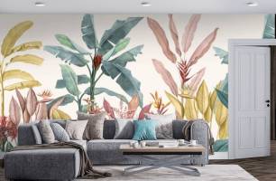 Wybierz Fototapeta Kolorowe liścia tropikalne Tapeta do kuchni na ścianę